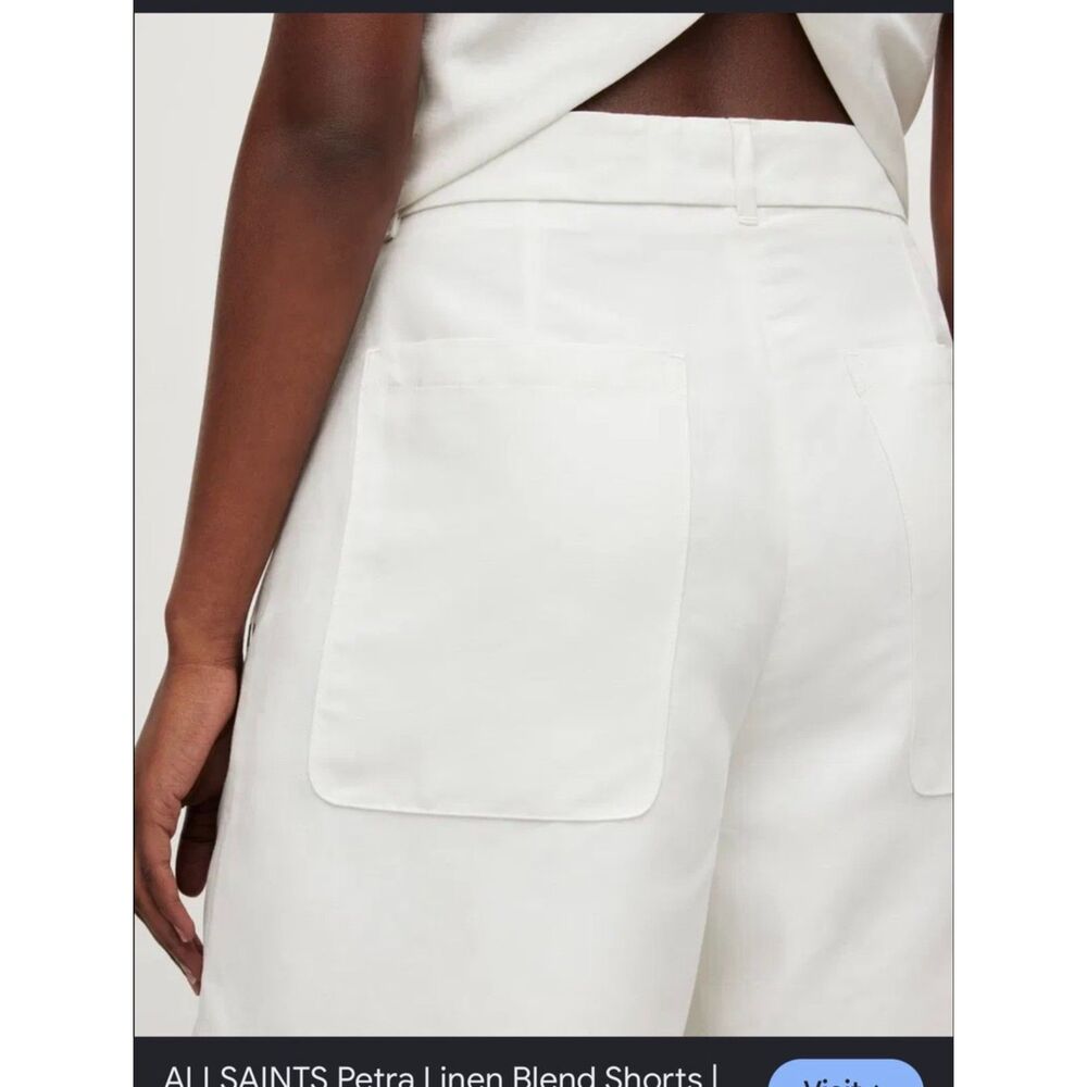 NWT AllSaints Petra Linen Blend Bermuda Shorts Ivory Cream size us 4/UK8 - Picture 5 of 15